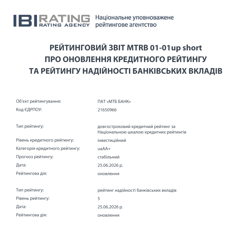Кредитний рейтинг - фото 2 - mtb.ua